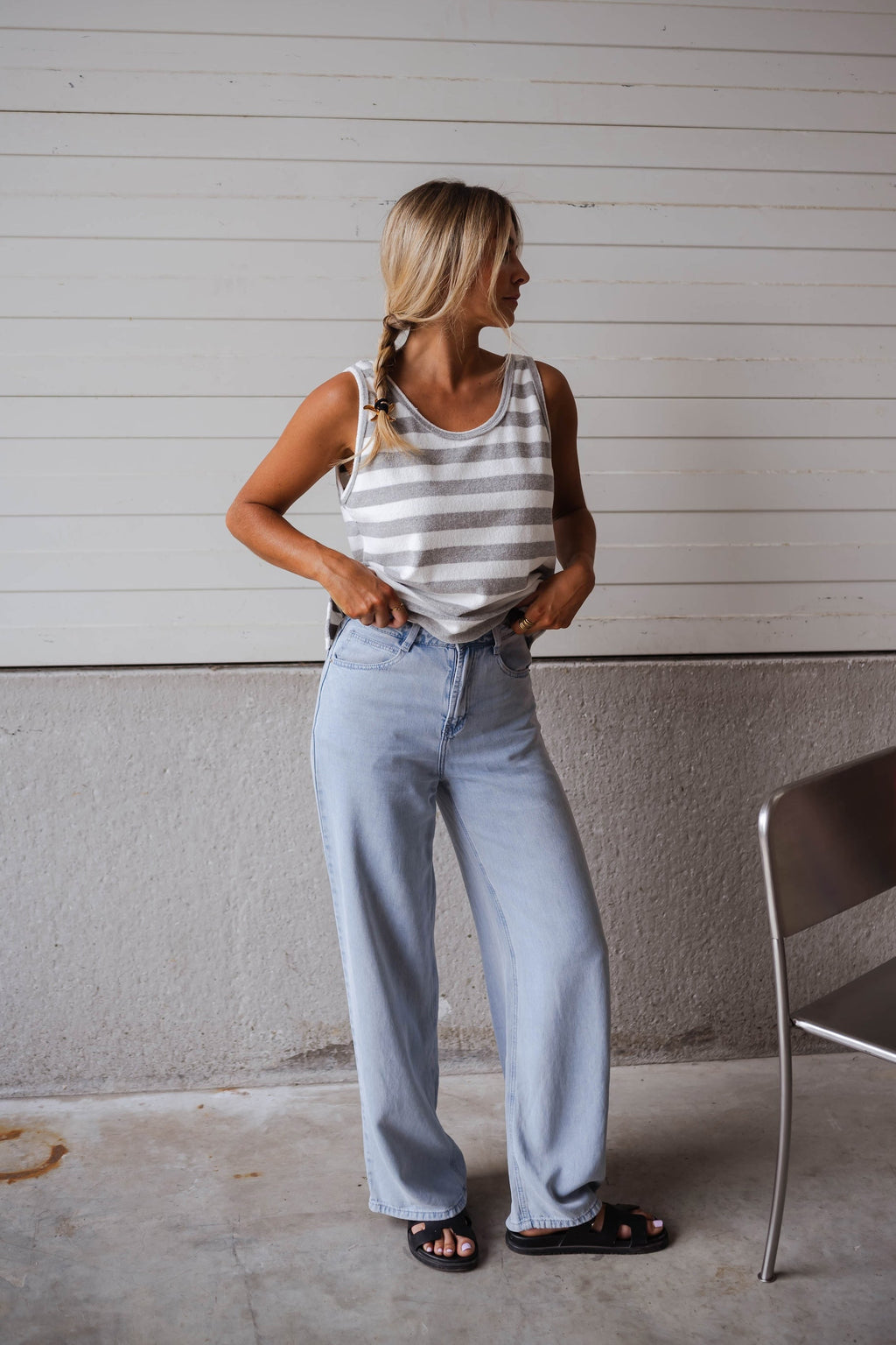 Grey and White Hele Top