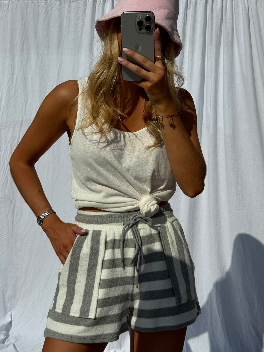 Grey and White Lorry Shorts