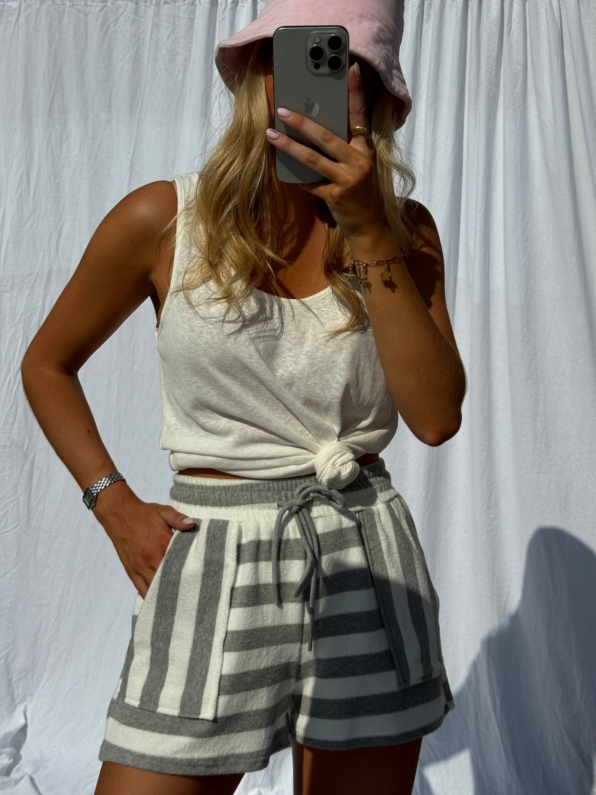 Grey and White Lorry Shorts